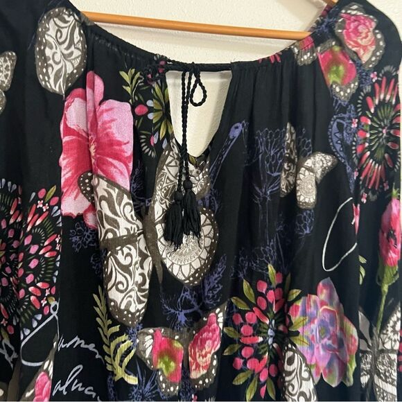 Desigual floral butterfly blouse black women’s size medium - Picture 10 of 11